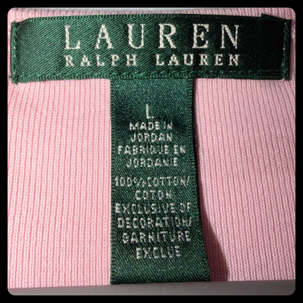 Lauren Ralph Lauren Top Women L Pink Long Sleeve Cotton Ribbed Knit Tee - Picture 2 of 7